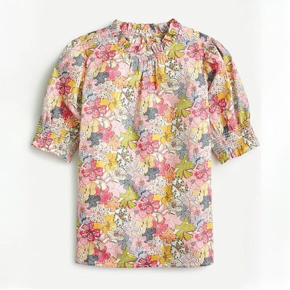 J. Crew Smocked puff-sleeve top in Liberty® Mauvey floral size XS - Picture 1 of 9